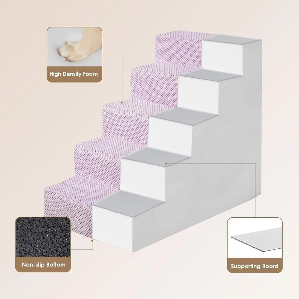 5-Step Dog Stairs for Bed and Sofa Non-Slip Indoor Use