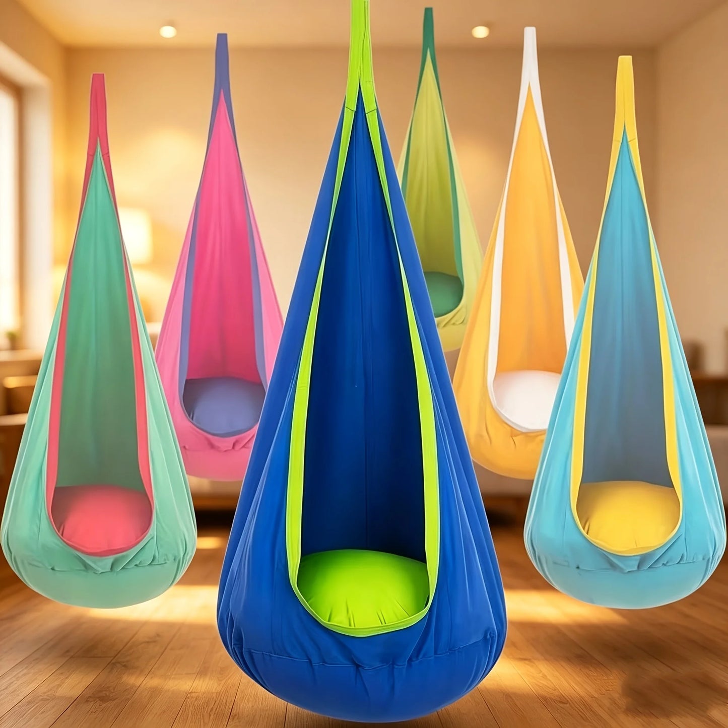 1-Pack of Indoor/Outdoor Hanging Hammock Chair Includes Inflatable Pillow And Cylinder, Storage Bag, Maximum Load Capacity of 264 Pounds, Includes Straps And Screws, Woven Nylon Fabric, No Batteries