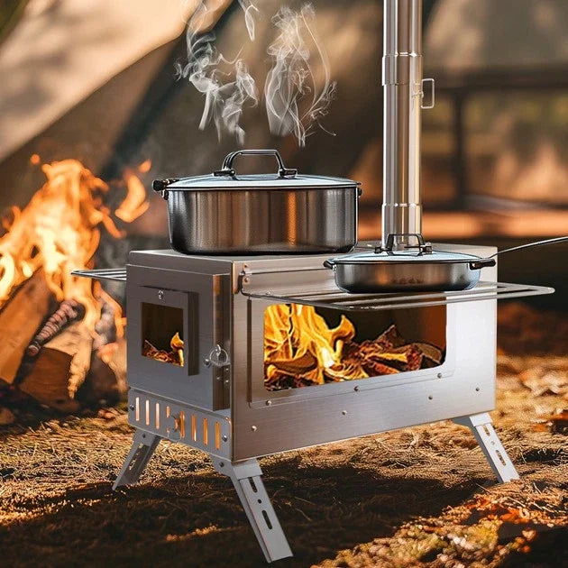Portable Wood Burning Stove With Stainless Chimney Pipes