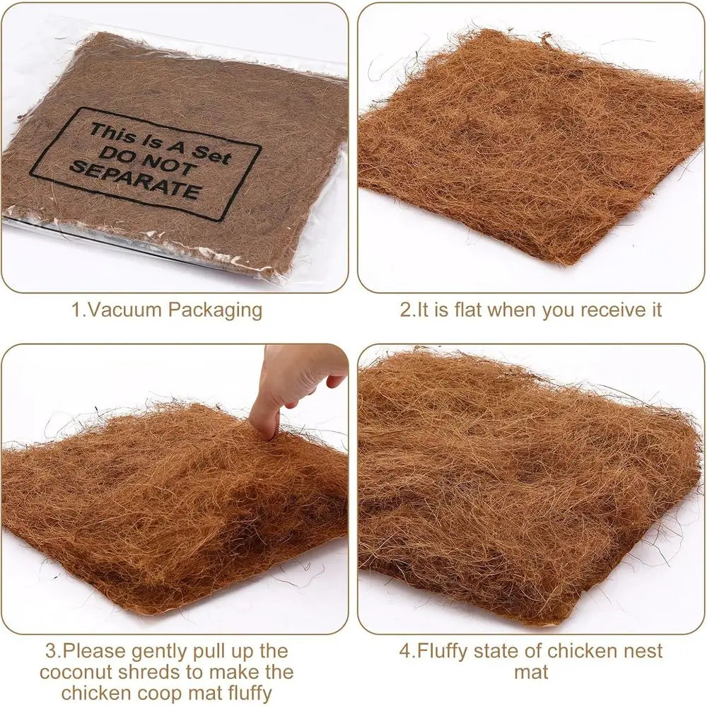 12-Pack Natural Coconut Fiber Nest Box Pads For Hens