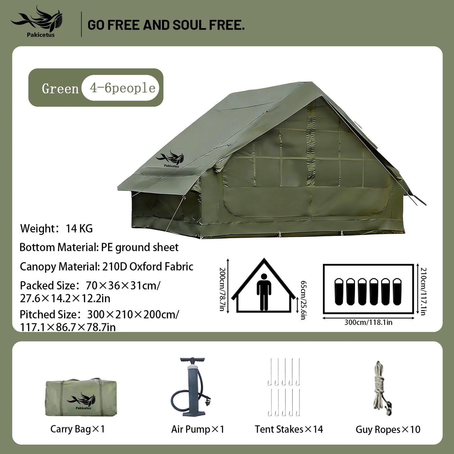 Pakicetus Quick Setup Inflatable Camping Tent Family Tent