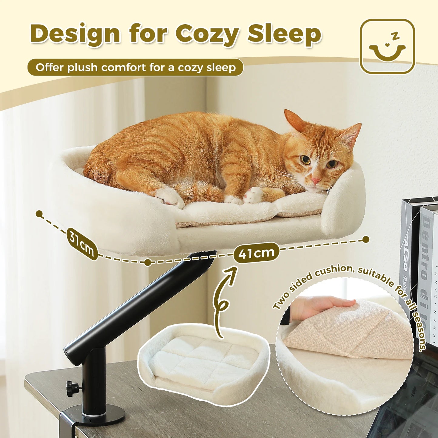 PAWZ Road Cat Desk Bed With 360 Degree Rotatable Stand For Indoor Cats