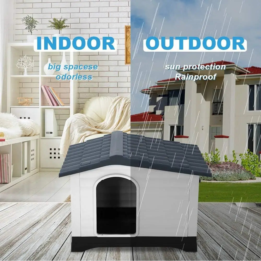 Water Resistant Plastic Dog House For Indoor Outdoor Pet Kennel