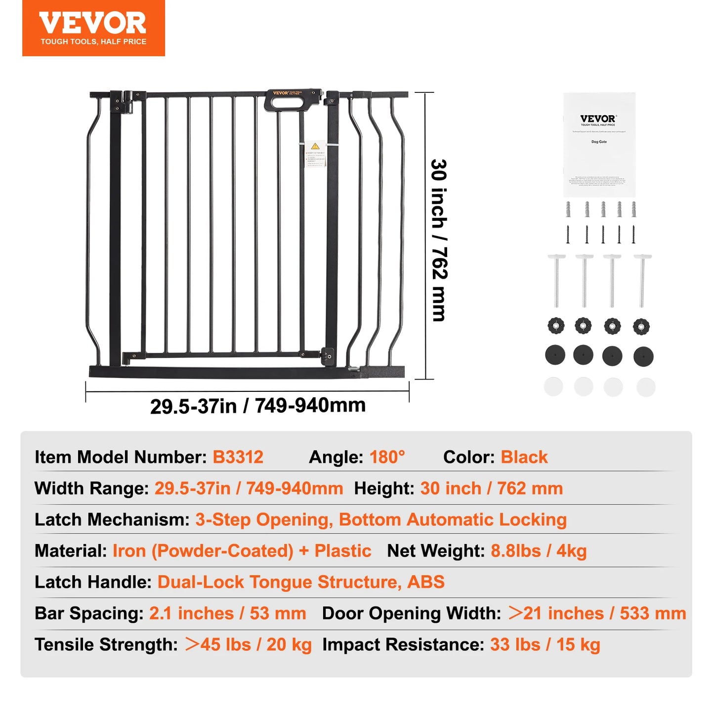 SucceBuy Baby Gate With Pressure Mount Walk Through