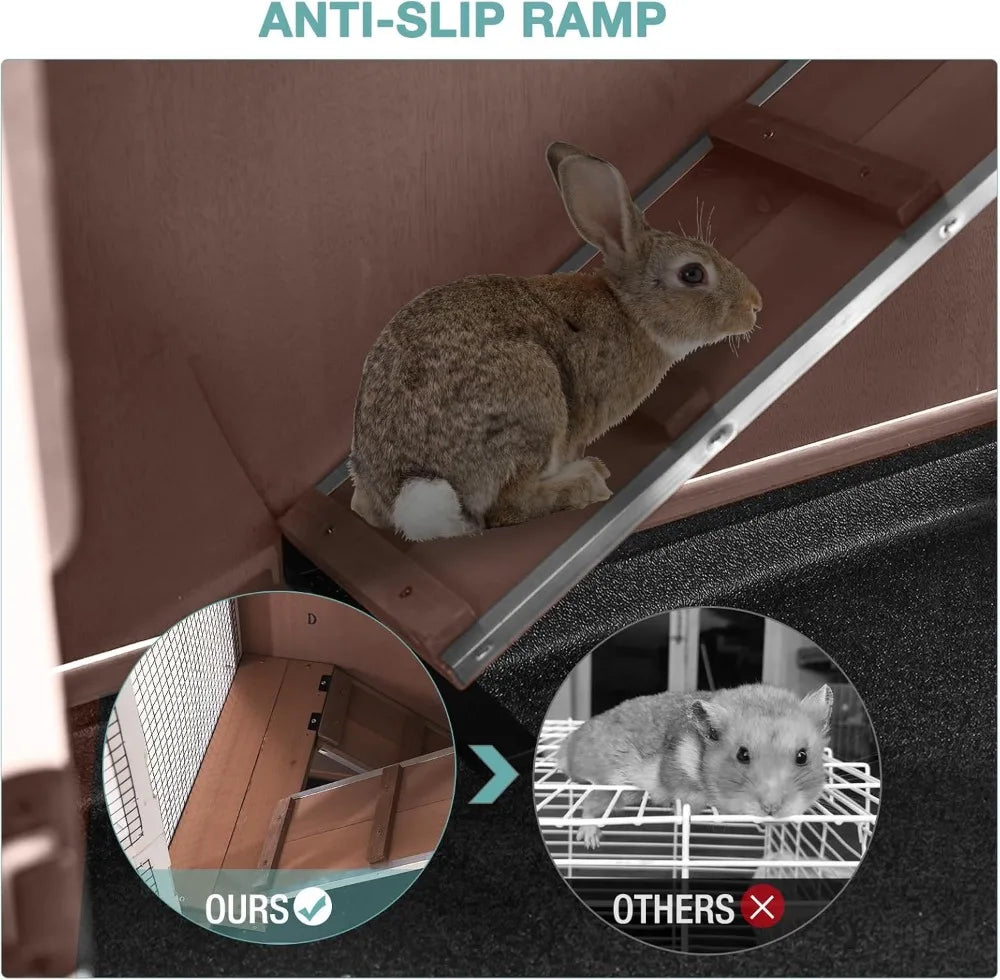 Indoor Rabbit Hutch And Guinea Pig Cage With Sliding Trays Ramp