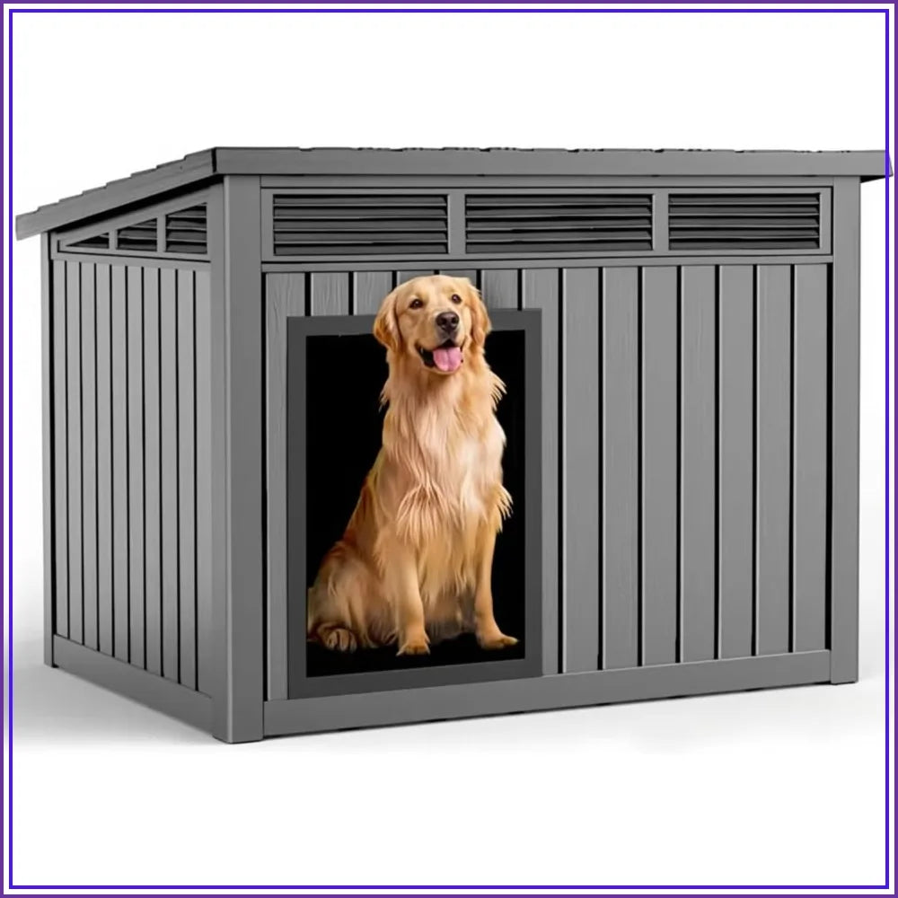 Durable Resin Dog House Weatherproof Indoor Outdoor With Removable Roof