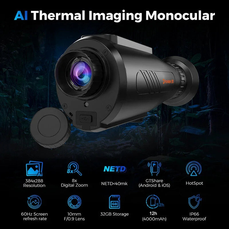 GTGUARD Ai15 Night Vision Goggles Outdoor Surveillance Monocular Thermal Imaging Telescope HD Sensor Resolution America In Stock