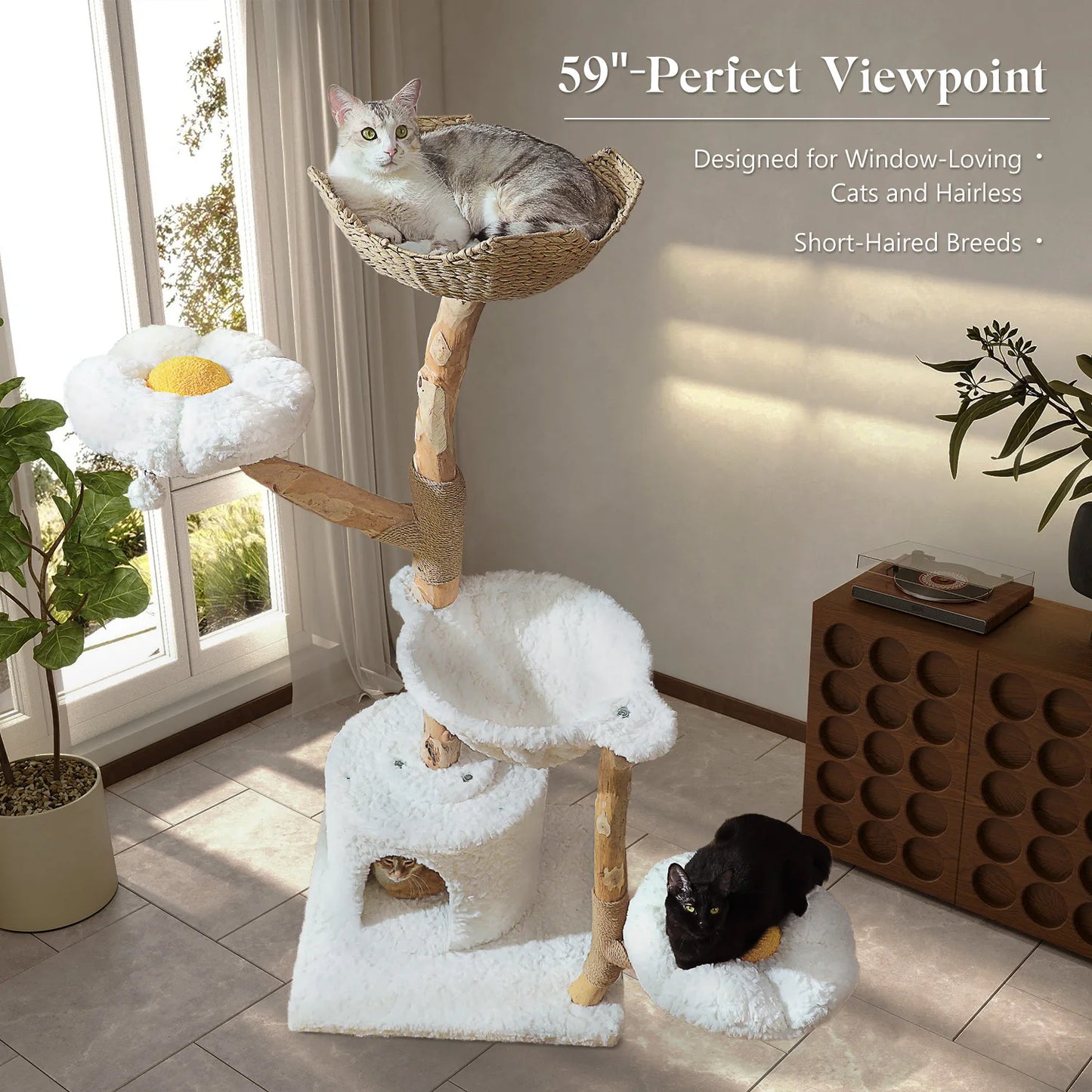 PAWZ Road Five Tier Cat Tree Tower With Sisal Posts And Wicker Bed