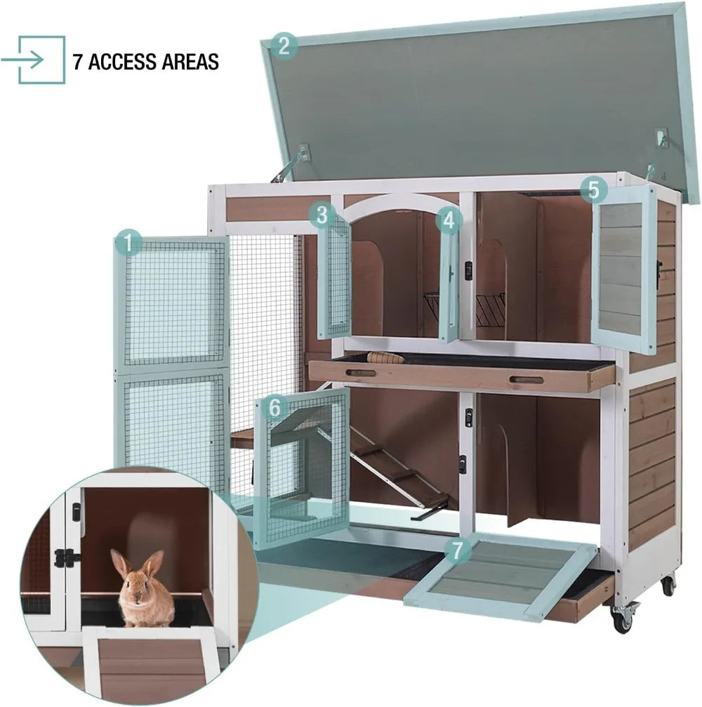 Indoor Rabbit Hutch And Guinea Pig Cage With Sliding Trays Ramp