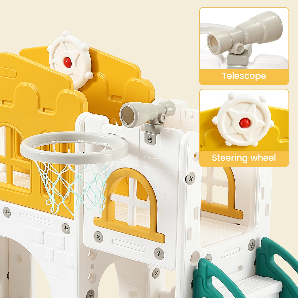 8 in 1 Indoor Toddler Slide with Basketball Hoop