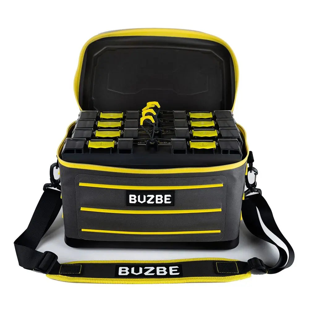 Swarm 28 Modular Dry Bag Customizable Fishing Tackle Carrier, Airtight, Saltwater Ready, Grey and Yellow