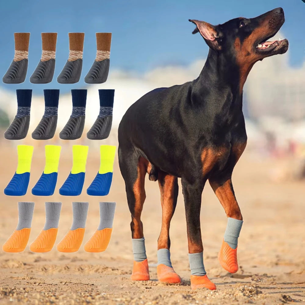 Outdoor Dog Boots Paw Protector Waterproof Shoes Set Of 4