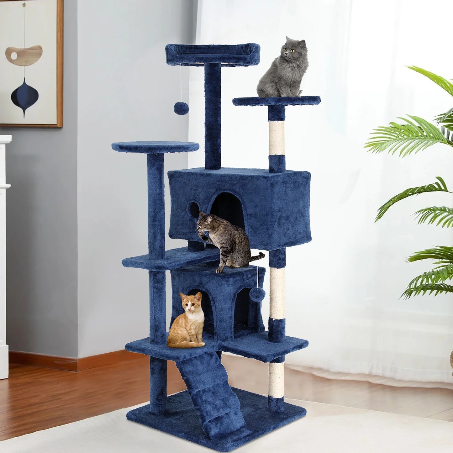 Cat Tree Tower With Sisal Posts And Dangling Ball