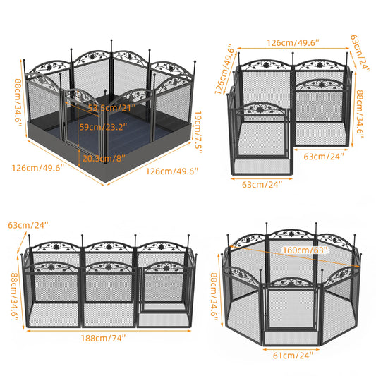 BINGOPAW Heavy Duty Dog Playpen Metal Fence For Indoor Outdoor Use With Waterproof Whelping Pad