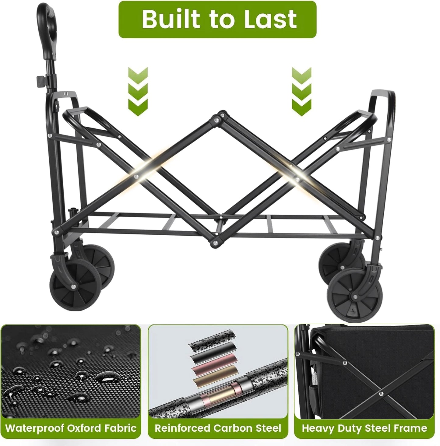 Heavy Duty Foldable Wagon Cart Portable Utility Wagon