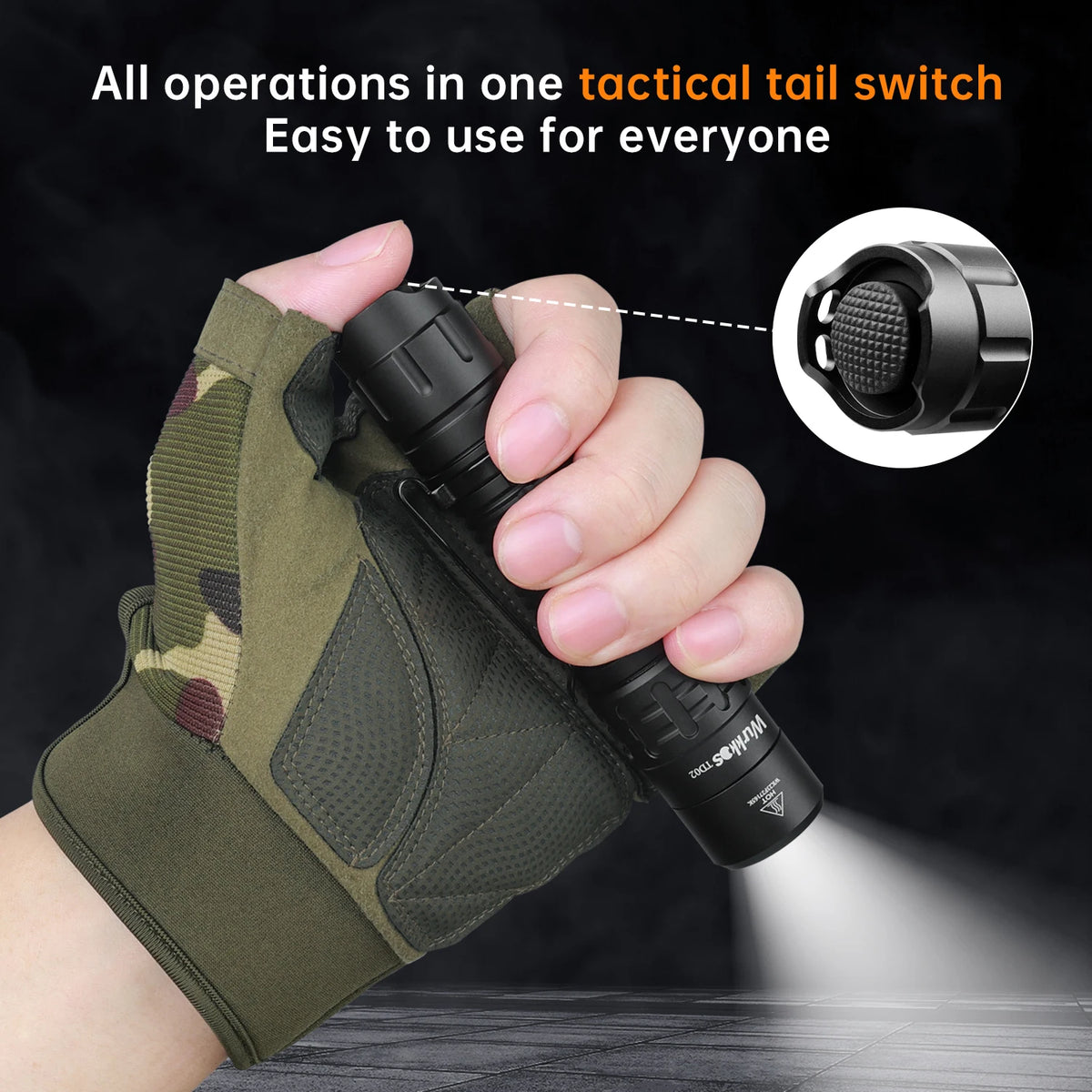 Wurkkos TD02 Tactical Flashlight 2000 Lumens Rechargeable 18650 Laser Pointer