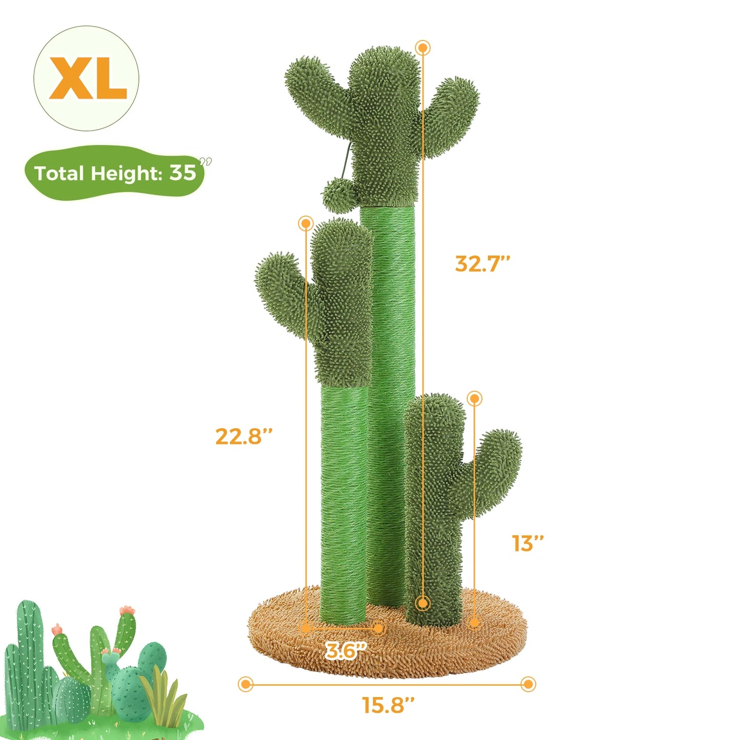 PEQULTI Cactus Cat Tree Indoor Cat Tower With Condo Hammock
