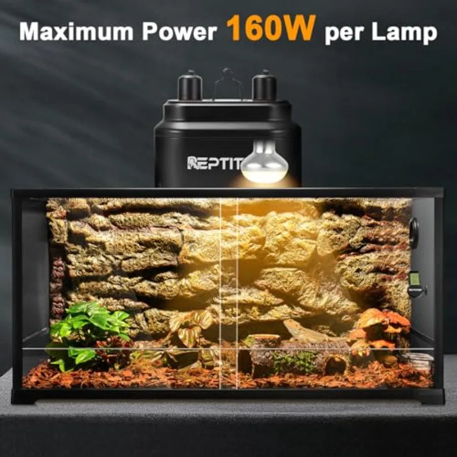 Dual Reptile Light Fixture With Switches UVB Bulb Compatibility