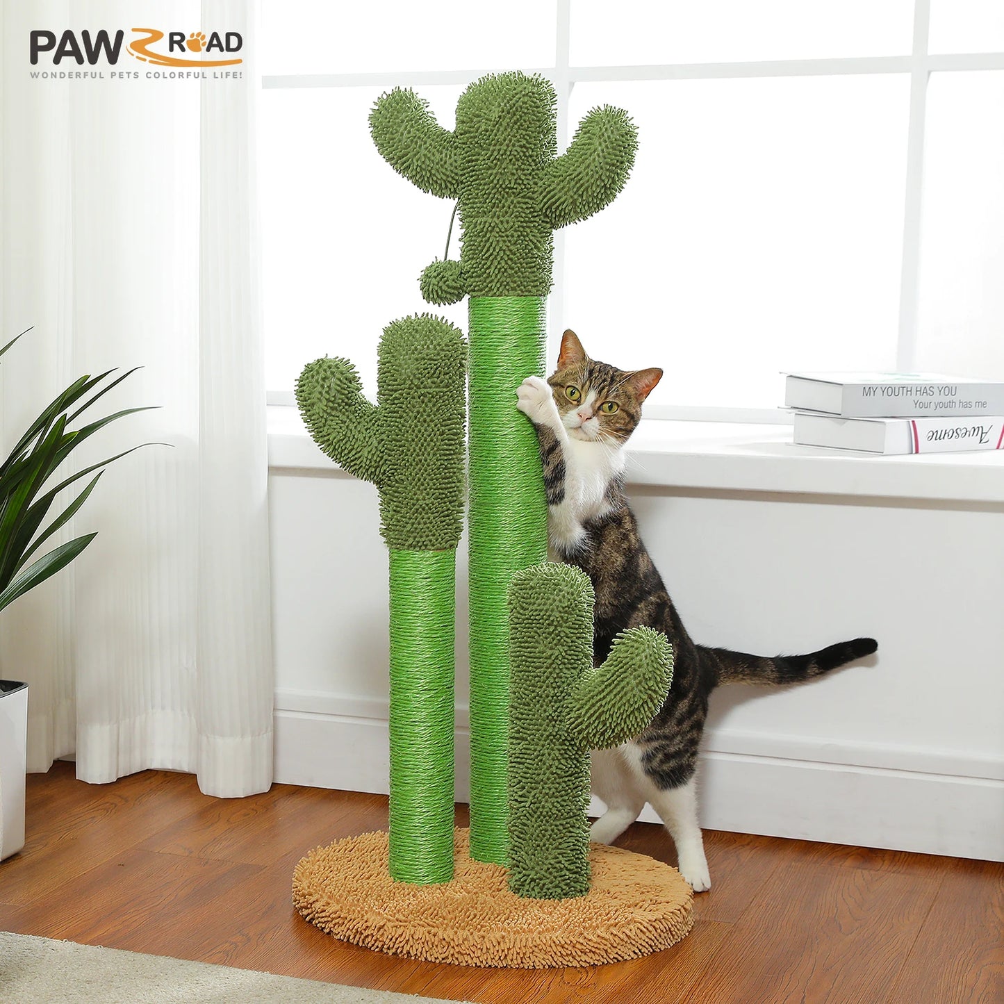 PEQULTI Cactus Cat Tree Indoor Cat Tower With Condo Hammock