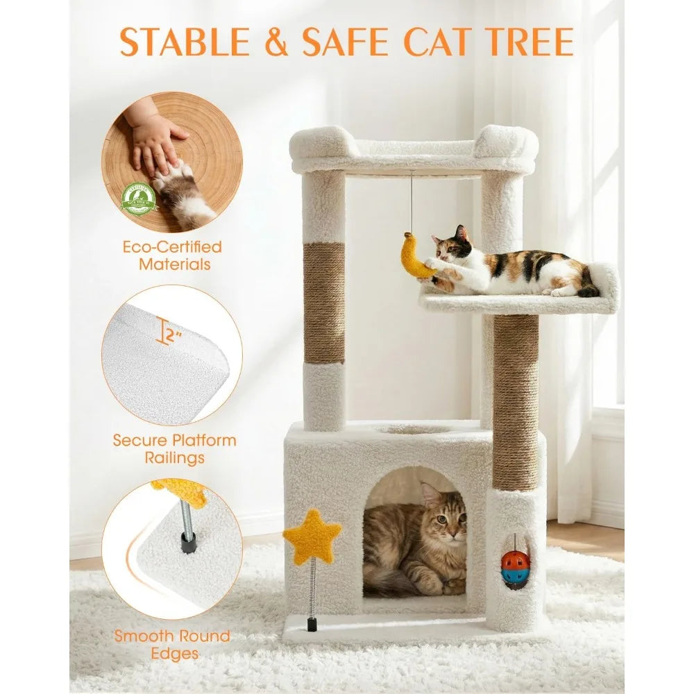 NBVCX Compact Cat Tree With Condo And Scratching Posts