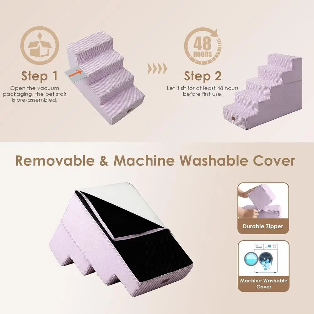 5-Step Dog Stairs for Bed and Sofa Non-Slip Indoor Use