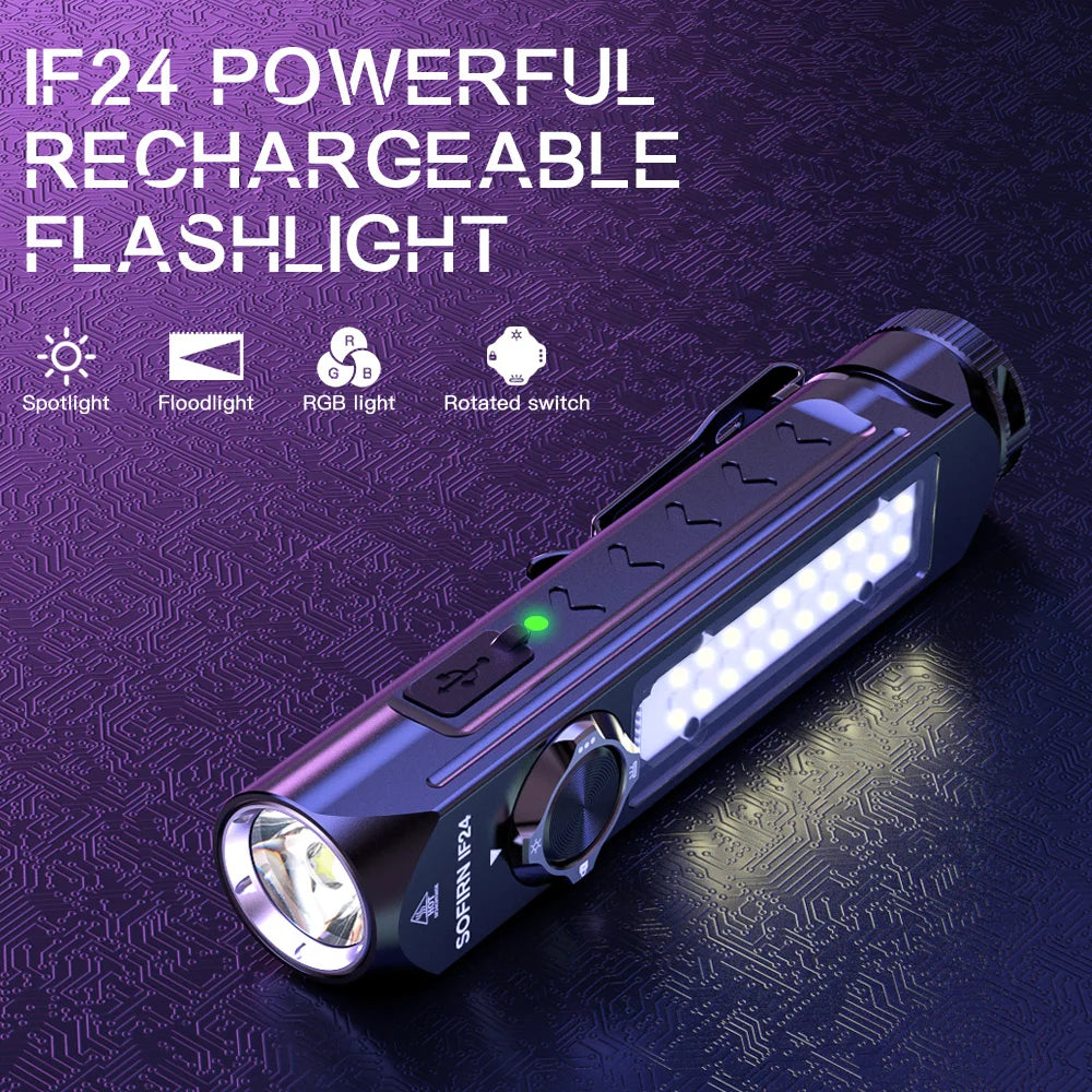 Sofirn IF24 2000 Lumen RGB Rechargeable Aluminum Tactical Flashlight