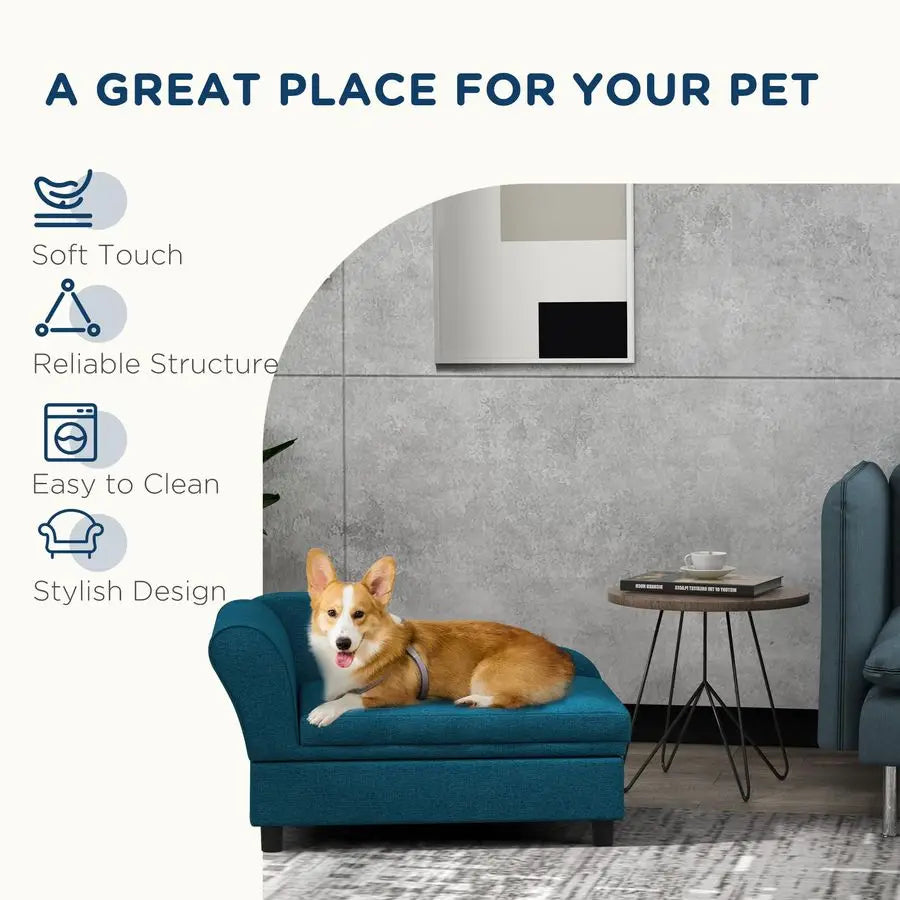 Pet Sofa Bed For Small Dogs With Hidden Storage Cushion