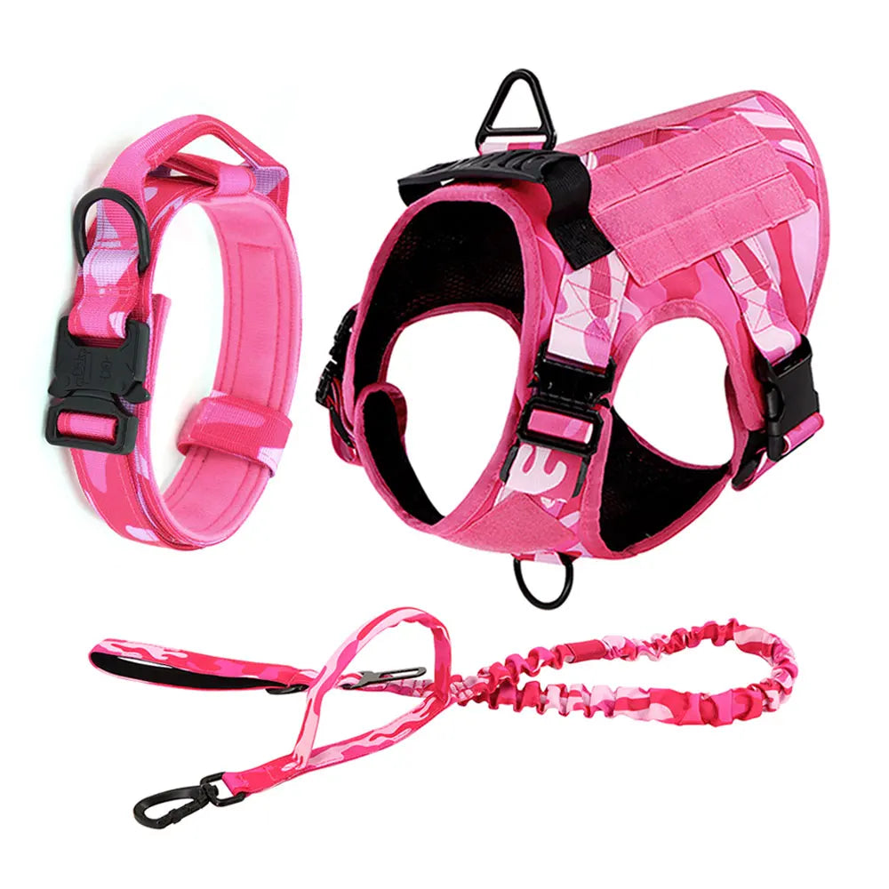 PETRAVELCN Military Camouflage Dog Harness For Large Dogs