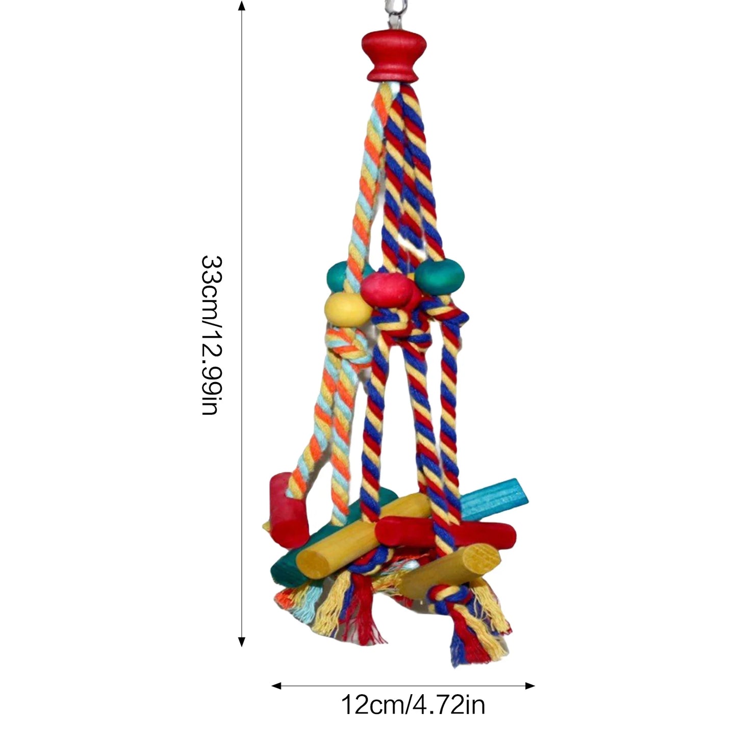 Natural Wooden Cage Hanging Rope Bird Toy For Conures Budgies Cockatiels