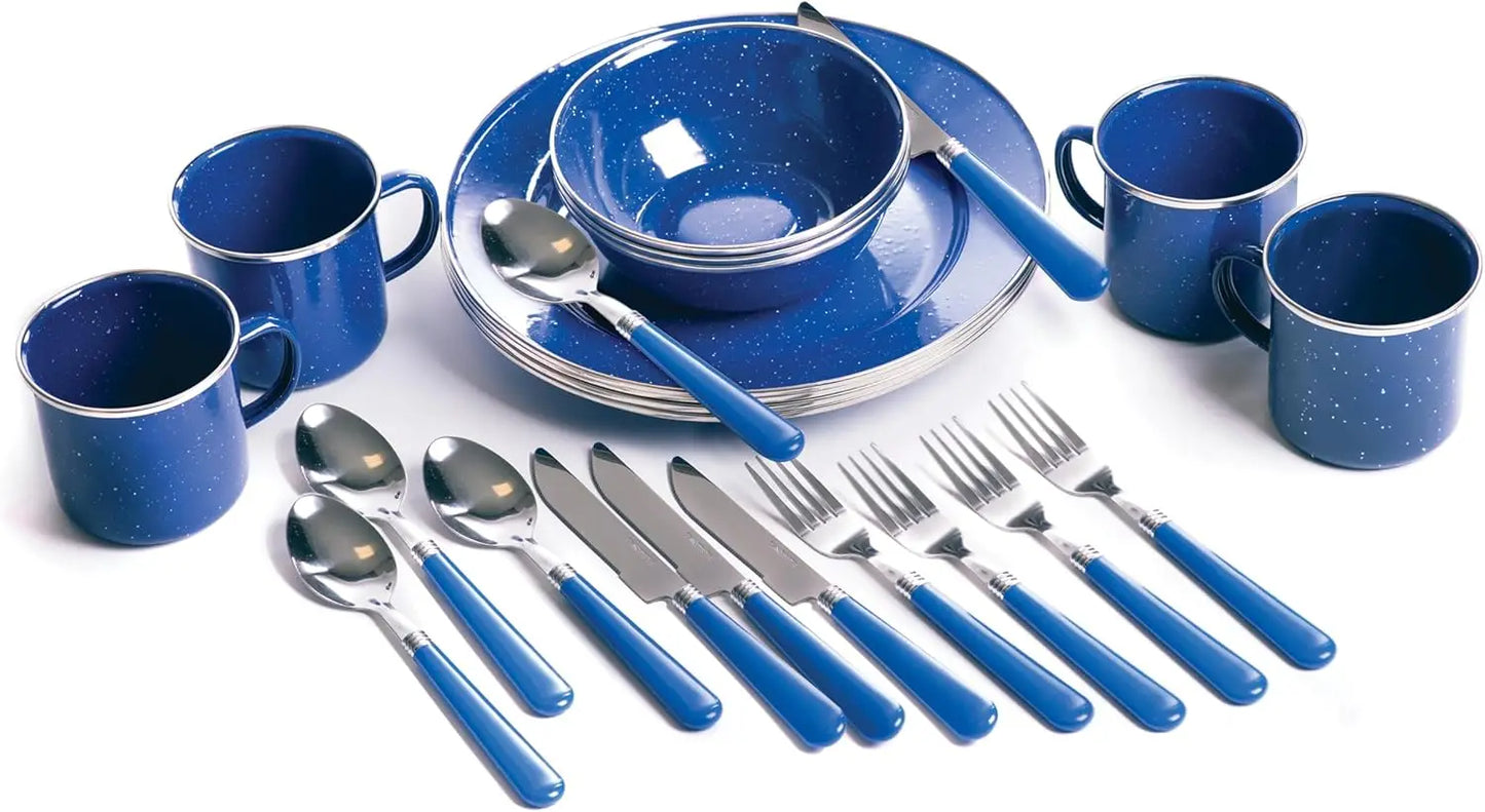Camping Enamel Tableware Set For Four People Lightweight And Durable