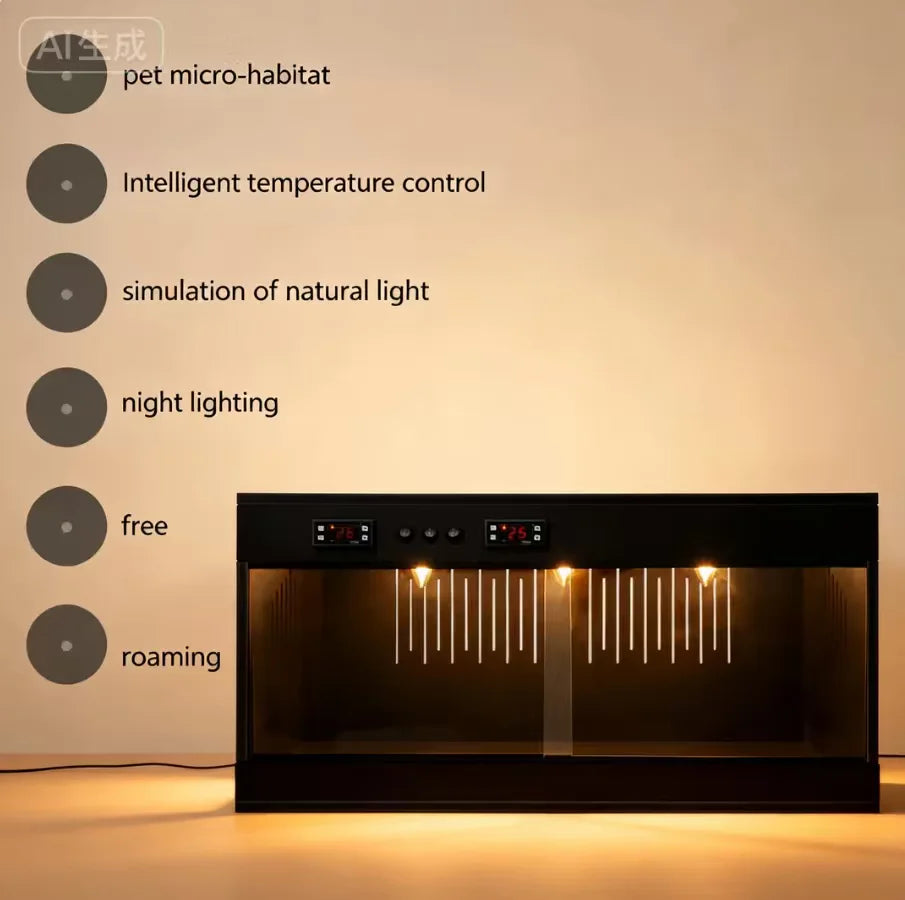 Bymaocar Reptile Lounge Habitat With Glass Sliding Door Thermostat