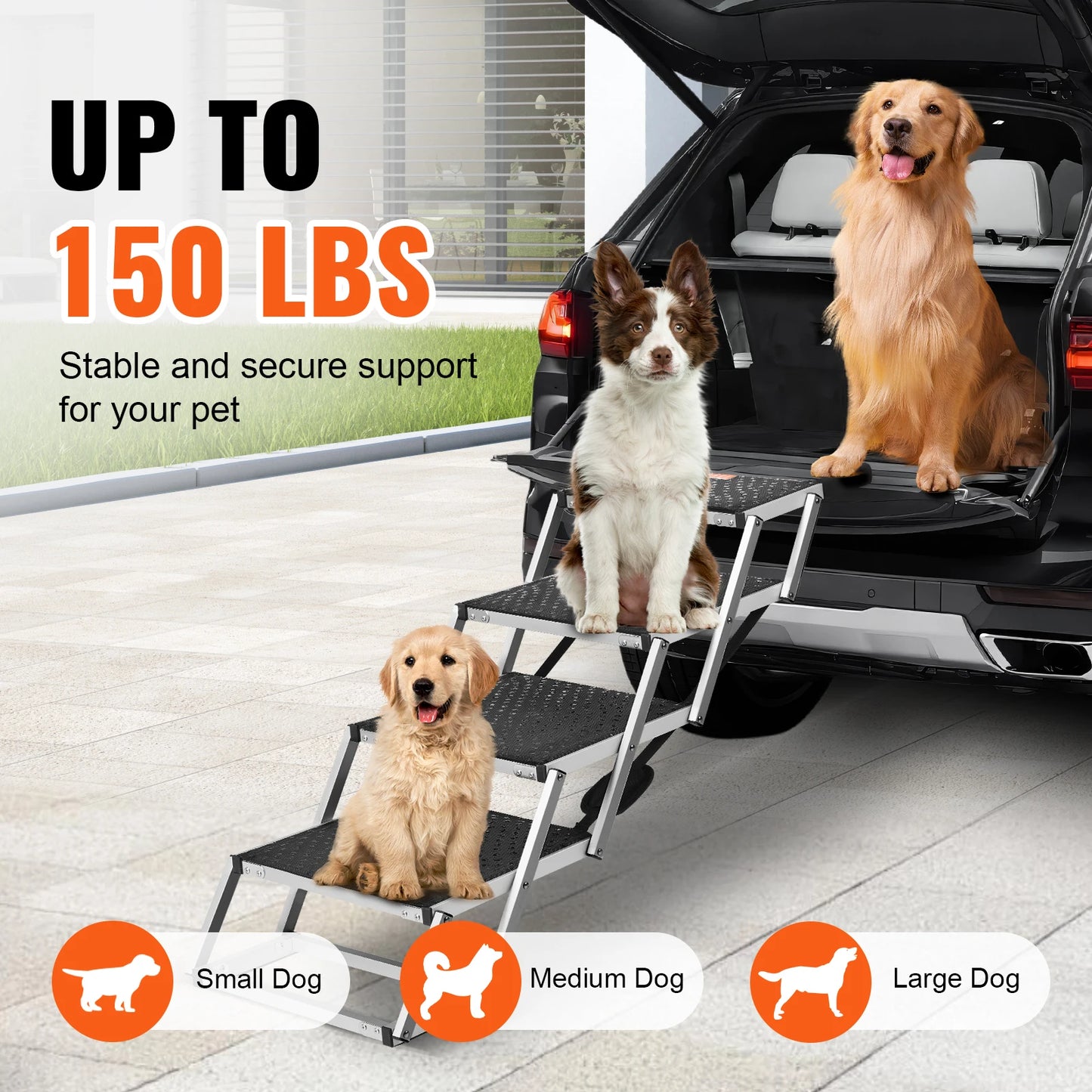 SucceBuy Dog Car Steps Portable Folding Pet Stair For Cars