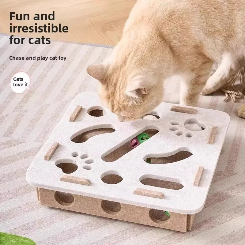 Cat Puzzle Toy Interactive Felt Box With Ball