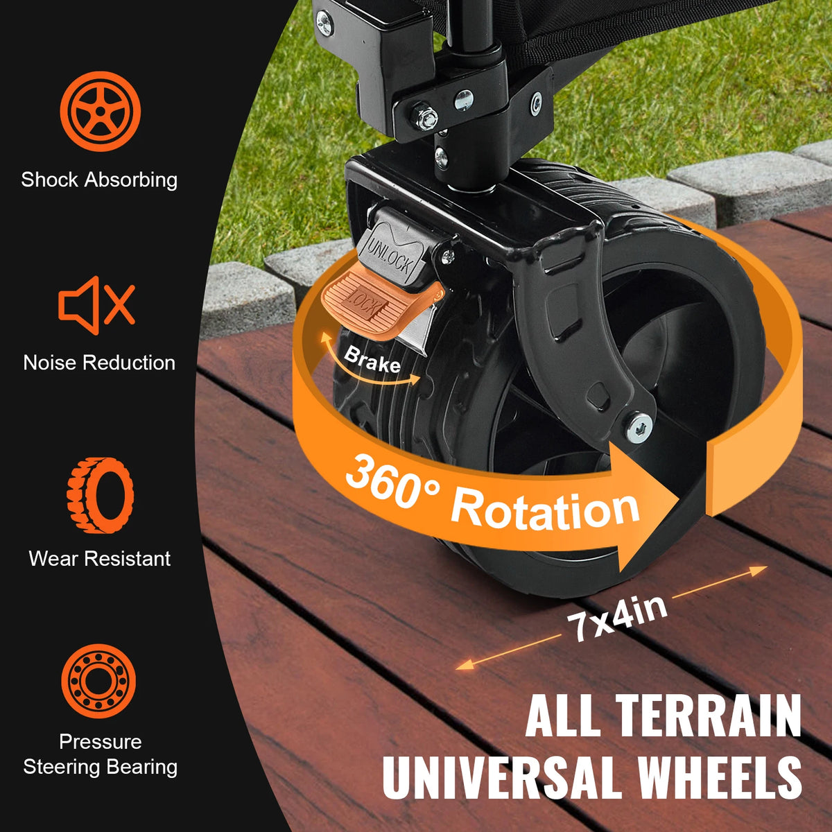 SucceBuy Collapsible All-Terrain Wagon With Drink Holders