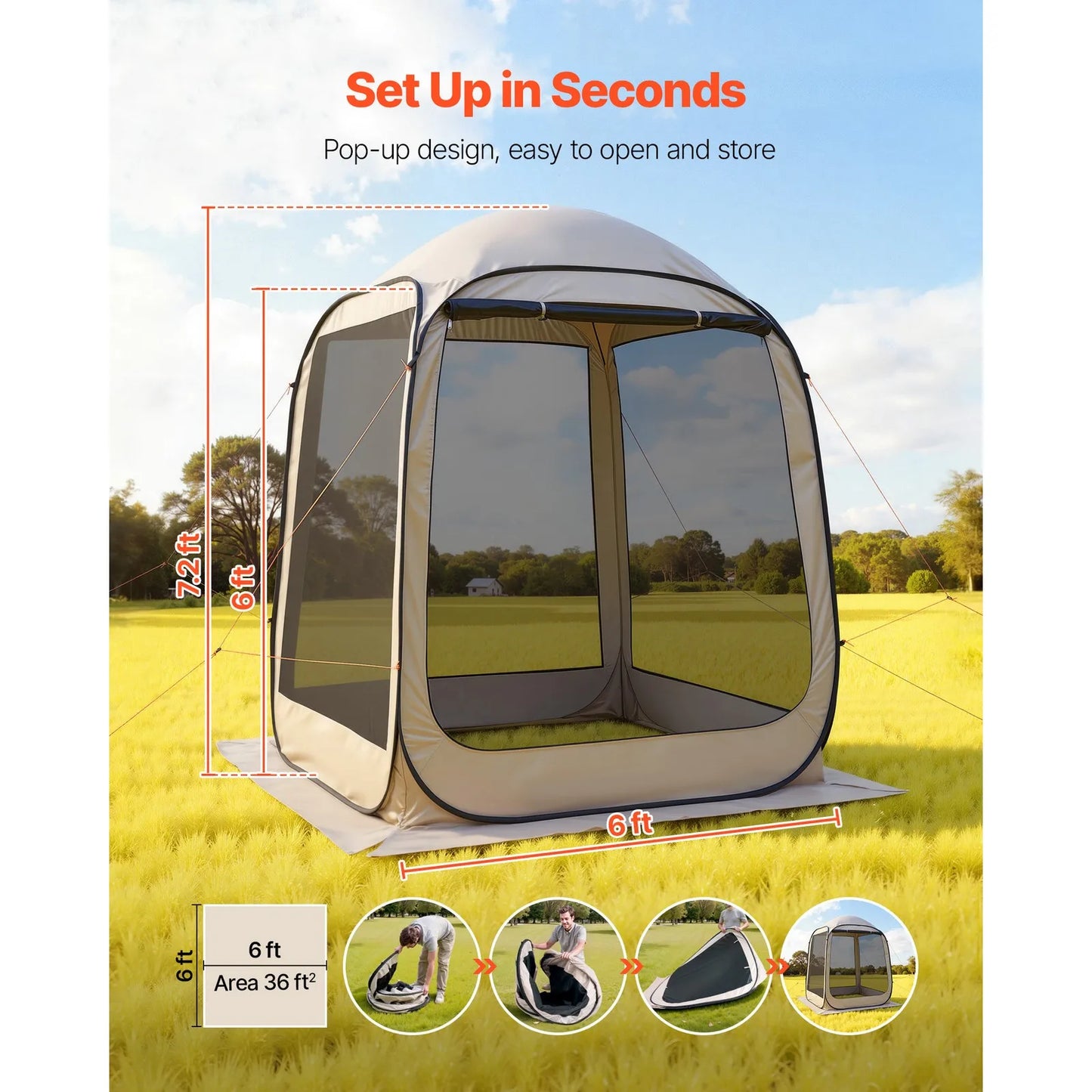 Pop Up Screen Tent Camping Mesh Gazebo Outdoor 4 6