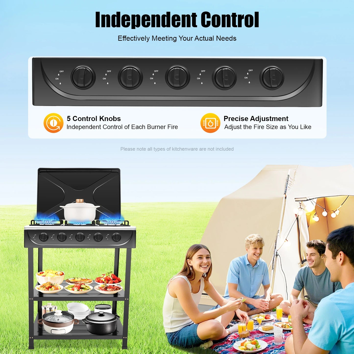 Natural Gas 5-Burner Outdoor Stove With Manual Ignition