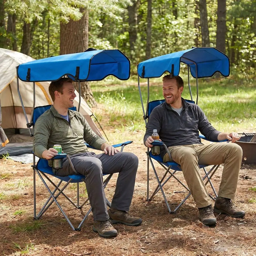 Portable Folding Camping Chair With Canopy Shade For Outdoors