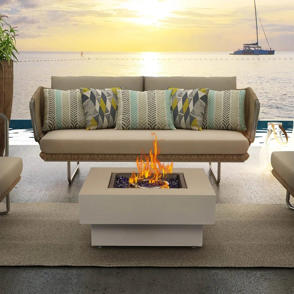 Outdoor Gas Fire Pit Table For Patio With Lid Cover