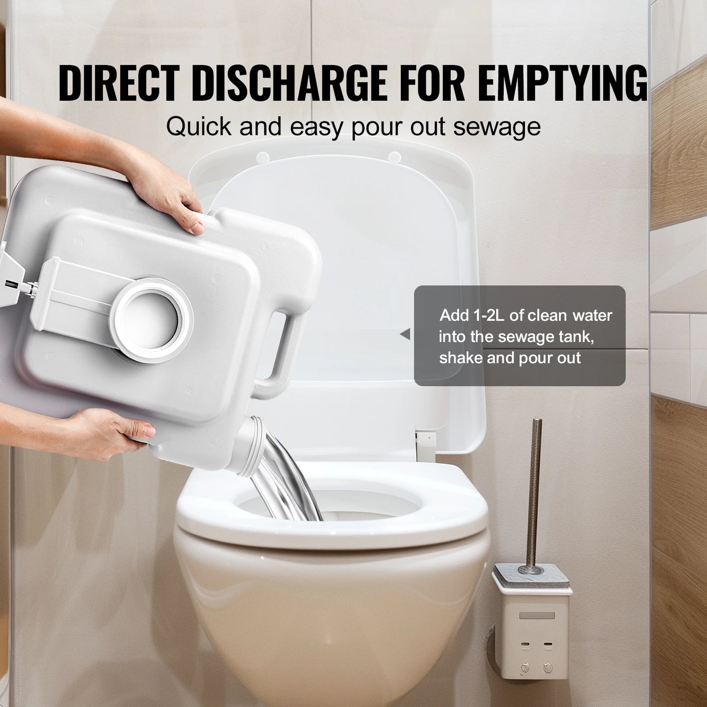 SucceBuy Portable Camping Toilet With Push-Button Pressurized Flush Odourless