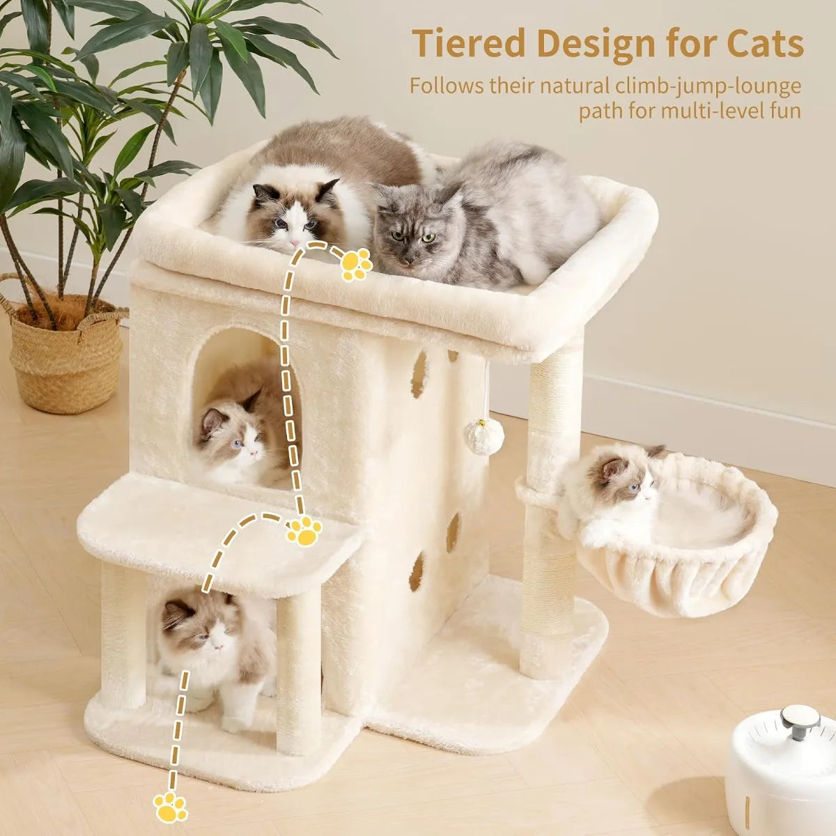 NBVCX Cat Tree With Large Perch And Dual Condos Indoor
