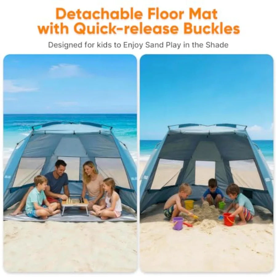 Pop Up Beach Tent Shelter With Attached Pole UPF 50
