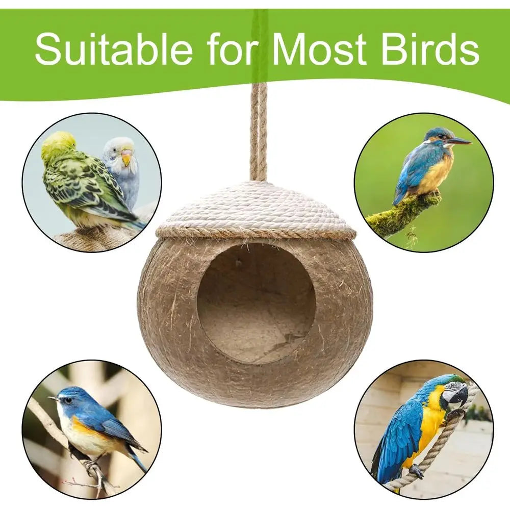 Coconut Bird Nest Hanging Birdhouse For Parrot 2 Pack
