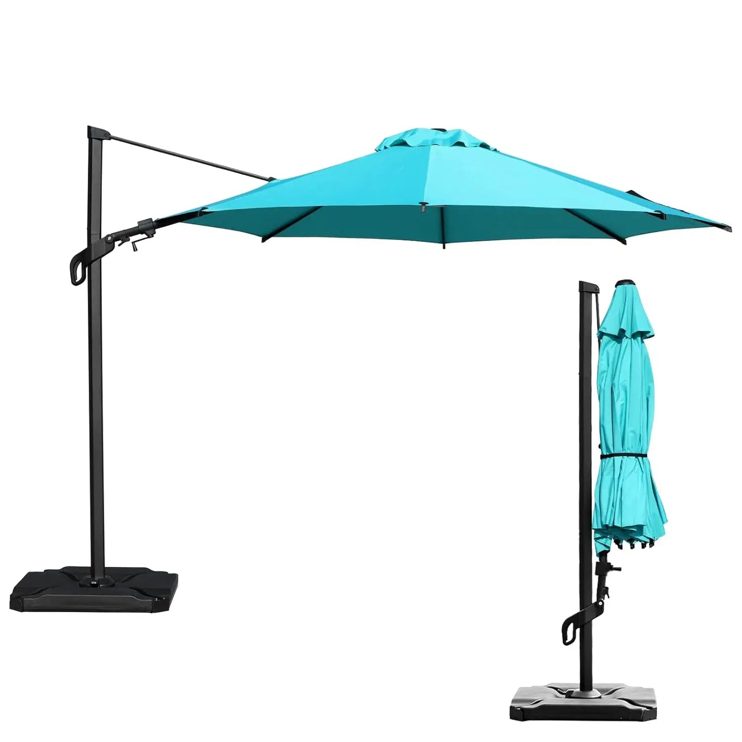 10FT Offset Cantilever Umbrella with 360° Rotation & Tilt UV 50+ 8 Ribs for Backyard Garden Deck Pool, Custom