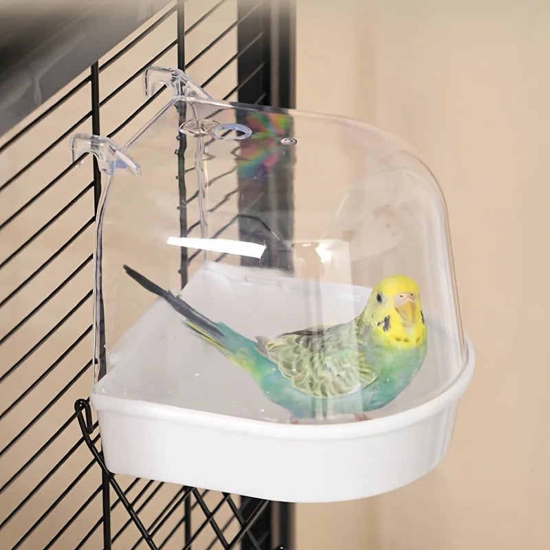Transparent Bird Bath Tub For Parrots Lovebirds Conures