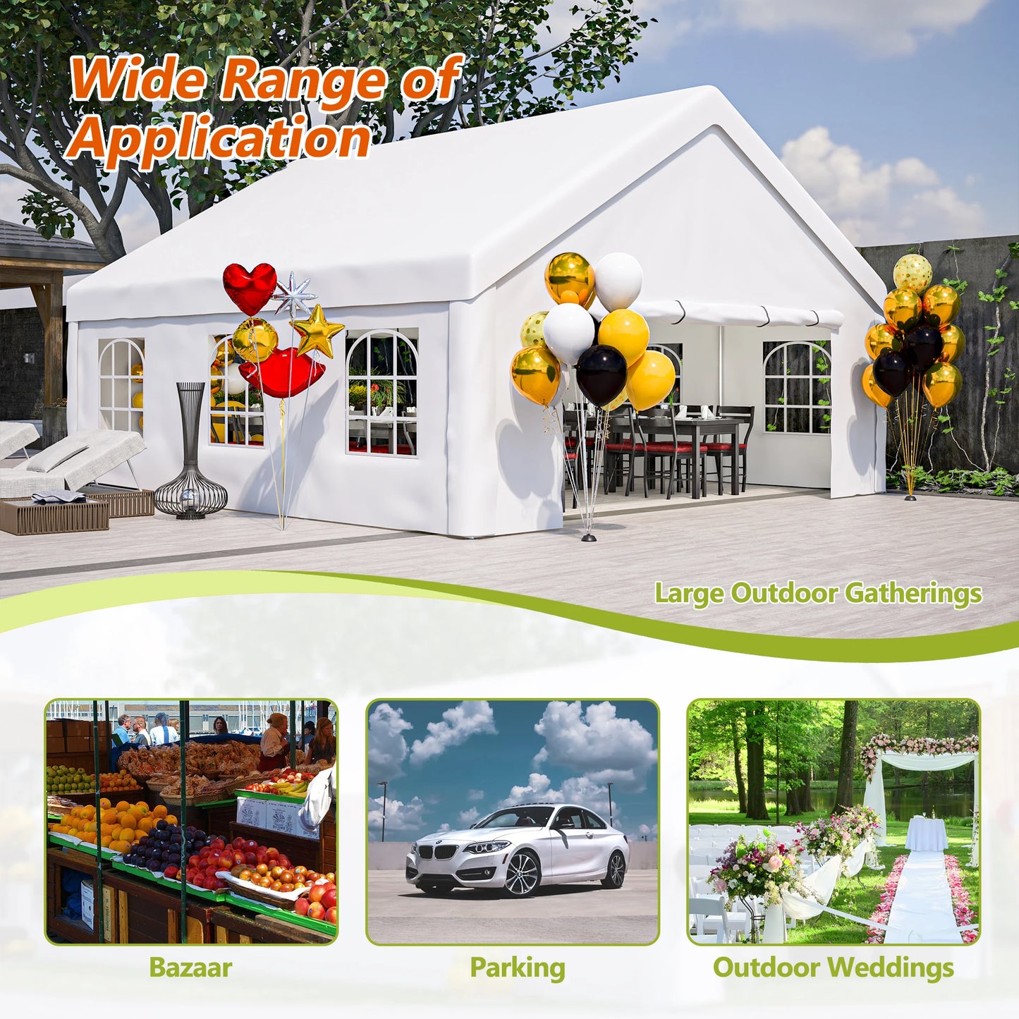 Outdoor Party Tent Canopy With Removable Sidewalls Storage Bags