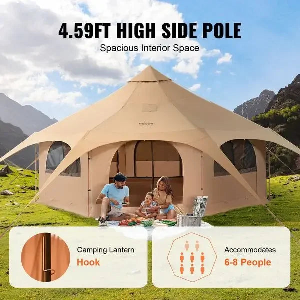 Canvas Bell Tent For Camping With Stove Jack
