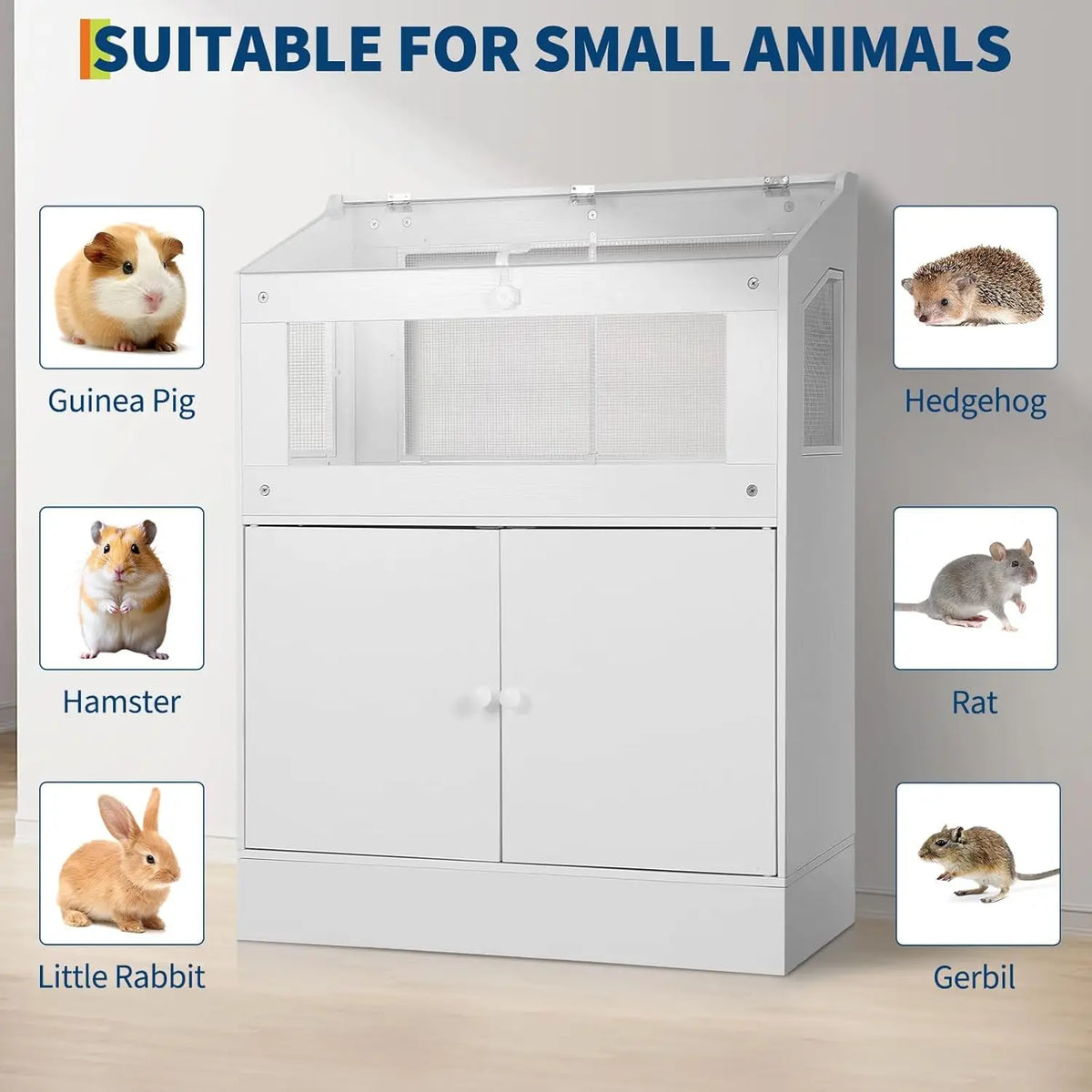 HiMISS Acrylic Small Animal Cage With Storage Cabinet And Ventilation