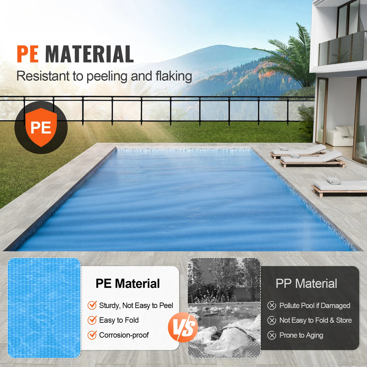 SucceBuy Solar Pool Cover Rectangle Solar Blanket for Pools Inground Above Ground Swimming Pool Solar Cover 12 mil Solar Covers