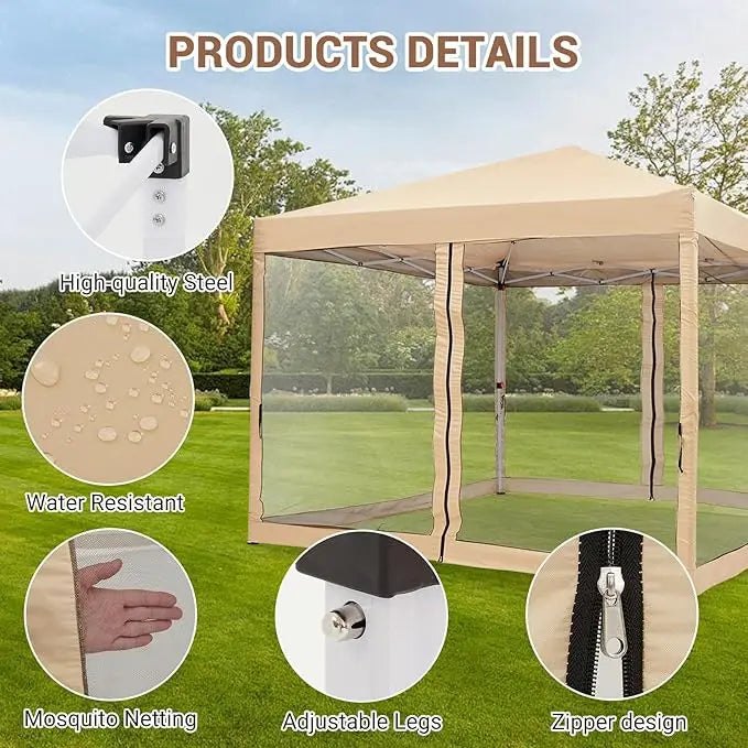 HiMISS Easy Pop Up Canopy Tent With Mesh Netting Waterproof