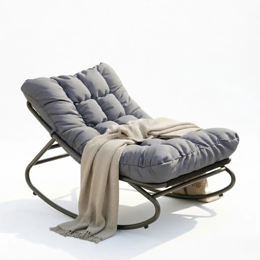 Oversized Outdoor Patio Rocking Chair – Heavy Duty Metal Frame, Thick Cushions, Comfy Recliner, 400/450 LBS Capacity – Relaxing Garden, Porch, Balcony, Backyard & Indoor Lounge Seating